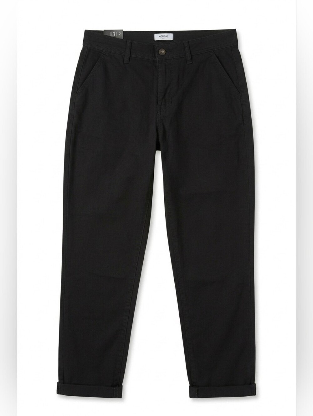 Kensie Jeans Black Mid-Rise Chino Trousers NWT Size 6 Ankle Crop Pants Stretch